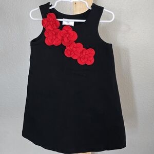 Hanna Andersson Black Dress with Red Floral Details. Size 90.